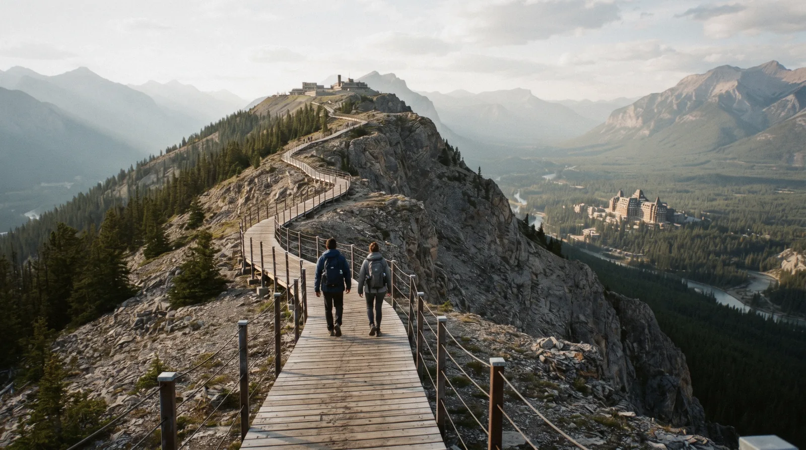 Sulphur Mountain summit boardwalk above Banff